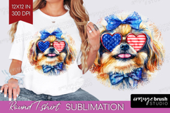 Pekingese Dog Round Tshirt Background 4th Of July PNG Product Image 1