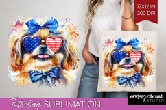 Pekingese Dog Tote Bag 4th Of July Tote Bag PNG Sublimation Product Image 1