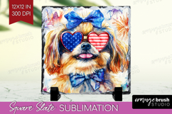 Pekingese Dog Slate PNG 4th Of July Square Slate Sublimation Product Image 1