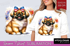 Pekingese Dog Square Tshirt Background Patriotic Dog PNG Product Image 1
