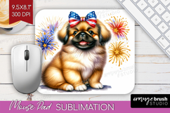 Pekingese Dog Mouse Pad Sublimation Patriotic Dog Mousepad Product Image 1