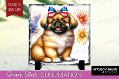 Pekingese Dog Slate PNG Patriotic Dog Square Slate Product Image 1