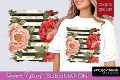 Peony Flowers Square Tshirt Background - Floral PNG Product Image 1