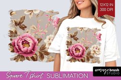 Peony Flowers Square Tshirt Background - Floral PNG Product Image 1