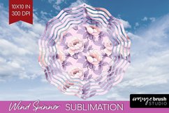 Peony Flowers Wind Spinner Sublimation PNG - Floral Round Product Image 1