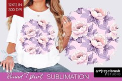 Peony Flowers Round Tshirt Background - Floral PNG Product Image 1