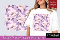 Peony Flowers Square Tshirt Background - Floral PNG Product Image 1