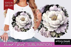 Peony Flowers Round Tshirt Background - Floral PNG Product Image 1
