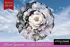 Peony Flowers Wind Spinner Sublimation PNG - Floral Round Product Image 1