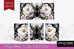 Peony Flowers Mug Wrap - Floral Mug PNG Sublimation Product Image 1