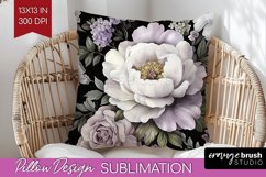 Peony Flowers Pillow Sublimation - Floral Pillow Cover PNG Product Image 1