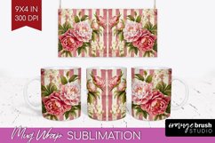 Peony Flowers Mug Wrap - Floral Mug PNG Sublimation Product Image 1