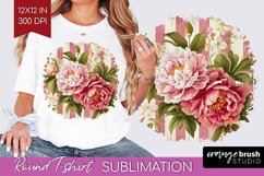 Peony Flowers Round Tshirt Background - Floral PNG Product Image 1