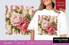 Peony Flowers Square Tshirt Background - Floral PNG Product Image 1