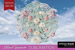 Peony Flowers Wind Spinner Sublimation PNG - Floral Round Product Image 1