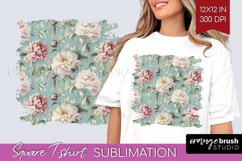 Peony Flowers Square Tshirt Background - Floral PNG Product Image 1