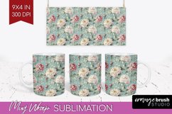 Peony Flowers Mug Wrap - Floral Mug PNG Sublimation Product Image 1