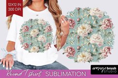 Peony Flowers Round Tshirt Background - Floral PNG Product Image 1