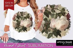 Peony Flowers Round Tshirt Background - Floral PNG Product Image 1