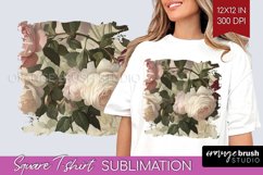 Peony Flowers Square Tshirt Background - Floral PNG Product Image 1
