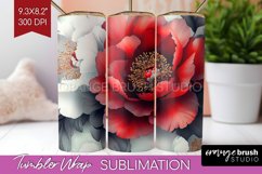 Peony Flowers Tumbler Wrap - Floral Tumbler PNG Sublimation Product Image 1