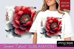 Peony Flowers Square Tshirt Background - Floral PNG Product Image 1