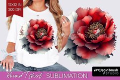Peony Flowers Round Tshirt Background - Floral PNG Product Image 1