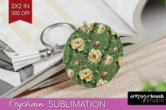 Peony Flowers Keychain PNG - Floral Keychain Sublimation Product Image 1