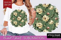 Peony Flowers Round Tshirt Background - Floral PNG Product Image 1
