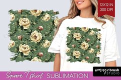 Peony Flowers Square Tshirt Background - Floral PNG Product Image 1