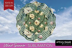 Peony Flowers Wind Spinner Sublimation PNG - Floral Round Product Image 1