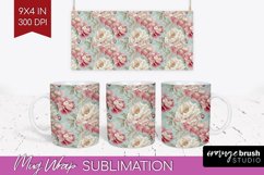 Peony Flowers Mug Wrap - Floral Mug PNG Sublimation Product Image 1