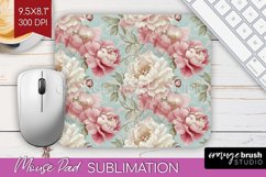 Peony Flowers Mouse Pad Sublimation - Floral Mousepad PNG Product Image 1