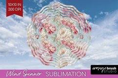 Peony Flowers Wind Spinner Sublimation PNG - Floral Round Product Image 1