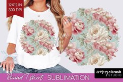 Peony Flowers Round Tshirt Background - Floral PNG Product Image 1