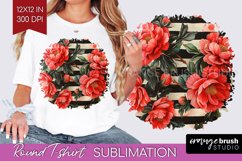 Peony Flowers Round Tshirt Background - Floral PNG Product Image 1