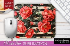 Peony Flowers Mouse Pad Sublimation - Floral Mousepad PNG Product Image 1