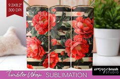 Peony Flowers Tumbler Wrap - Floral Tumbler PNG Sublimation Product Image 1