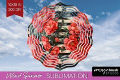 Peony Flowers Wind Spinner Sublimation PNG - Floral Round Product Image 1