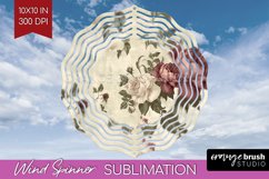 Peony Flowers Wind Spinner Sublimation PNG - Floral Round Product Image 1