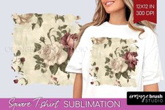 Peony Flowers Square Tshirt Background - Floral PNG Product Image 1