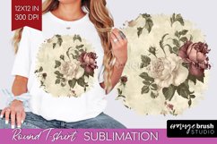 Peony Flowers Round Tshirt Background - Floral PNG Product Image 1