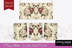 Peony Flowers Mug Wrap - Floral Mug PNG Sublimation Product Image 1