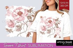 Peony Flowers Square Tshirt Background - Floral PNG Product Image 1