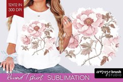 Peony Flowers Round Tshirt Background - Floral PNG Product Image 1