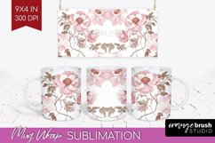 Peony Flowers Mug Wrap - Floral Mug PNG Sublimation Product Image 1