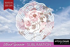 Peony Flowers Wind Spinner Sublimation PNG - Floral Round Product Image 1