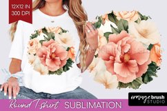 Peony Flowers Round Tshirt Background - Floral PNG Product Image 1