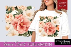 Peony Flowers Square Tshirt Background - Floral PNG Product Image 1