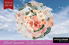 Peony Flowers Wind Spinner Sublimation PNG - Floral Round Product Image 1